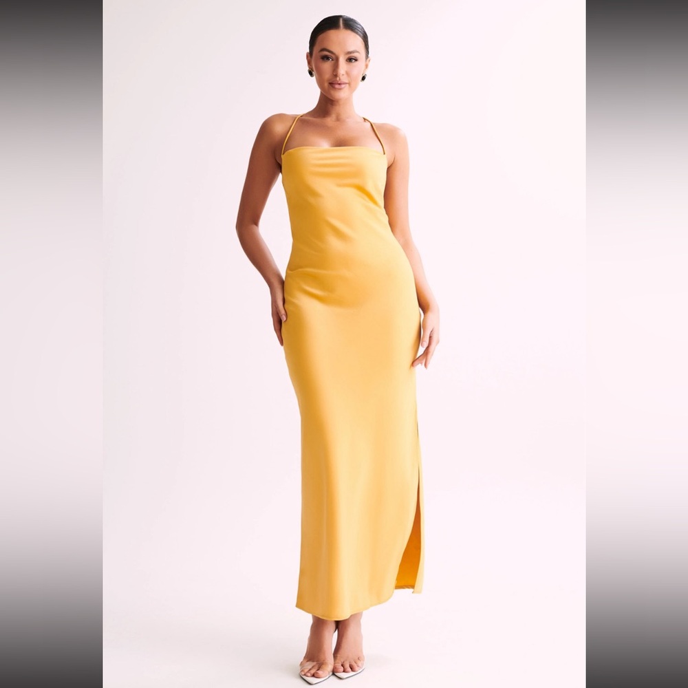Meshki Sydney Straight Neck Slip Maxi Dress - Yellow NWOT